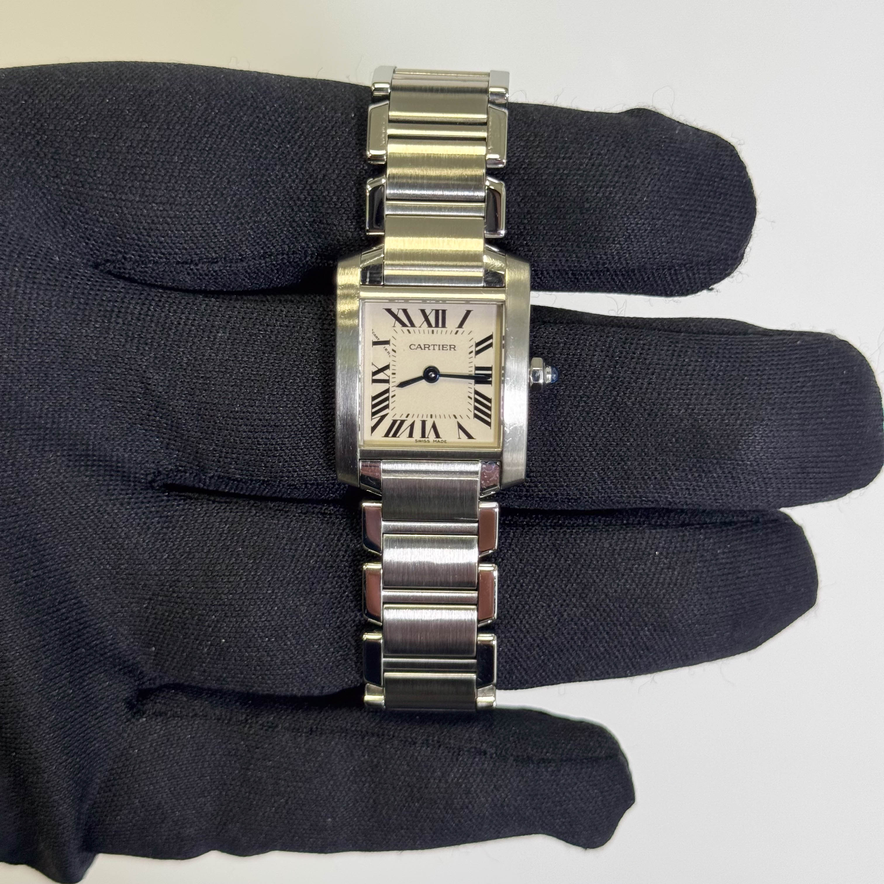 Cartier Tank Stainless Steel 20mm Ivory Dial Watch Ref# W51008Q3 - Happy Jewelers Fine Jewelry Lifetime Warranty