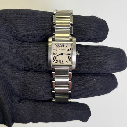 Cartier Tank Stainless Steel 20mm Ivory Dial Watch Ref# W51008Q3 - Happy Jewelers Fine Jewelry Lifetime Warranty