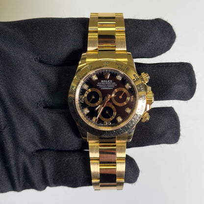Rolex Daytona 40mm Black Chronograph Diamond Dial Watch Ref# 116508