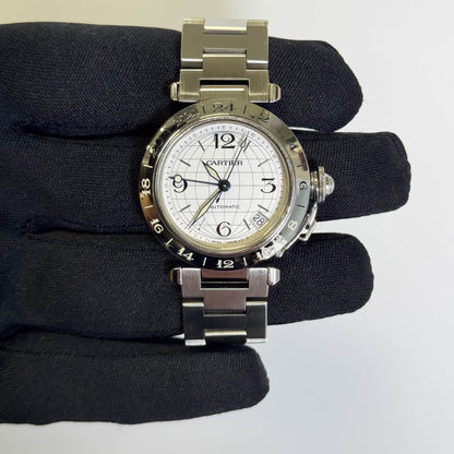 Cartier Pasha C Dual Time 35mm Silver Dial Watch Ref# W31029M7 - Happy Jewelers Fine Jewelry Lifetime Warranty