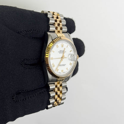 Rolex Datejust 36mm White Roman Dial Watch Ref# 16233 - Happy Jewelers Fine Jewelry Lifetime Warranty