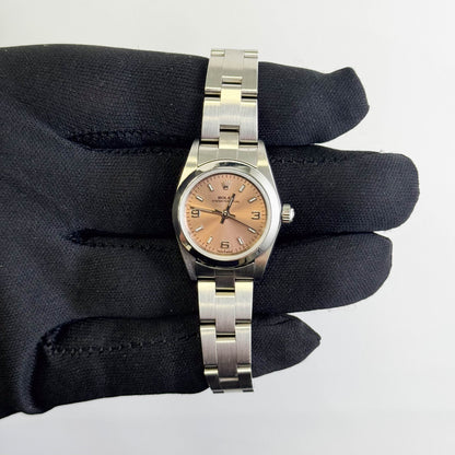 Rolex Oyster Perpetual 26mm Pink Dial Watch Ref# 76080 - Happy Jewelers Fine Jewelry Lifetime Warranty