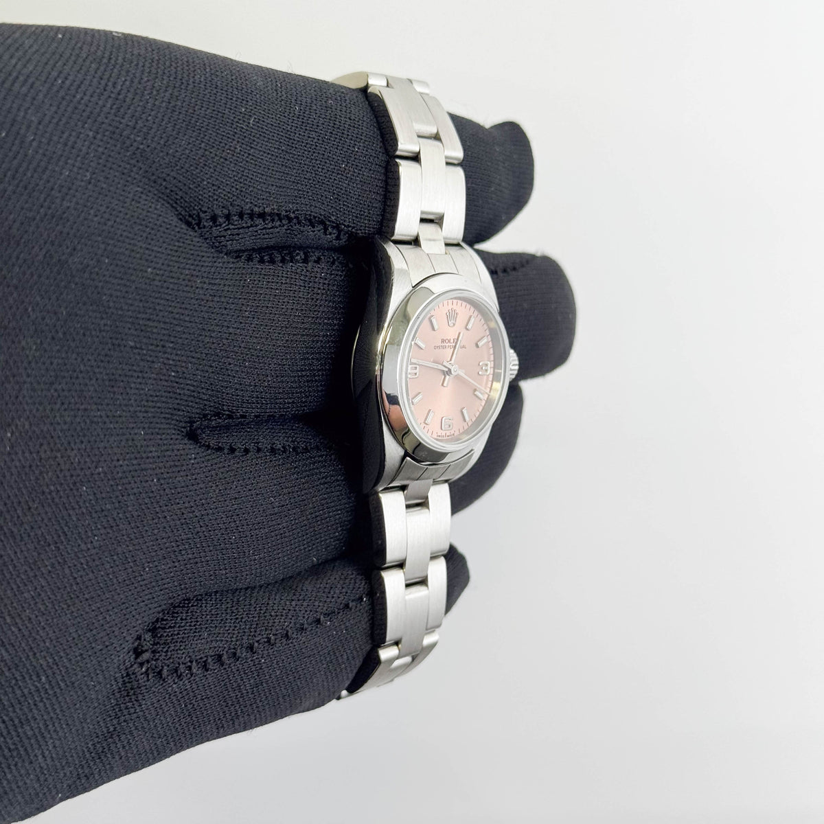 Rolex Oyster Perpetual 26mm Pink Dial Watch Ref# 76080 - Happy Jewelers Fine Jewelry Lifetime Warranty