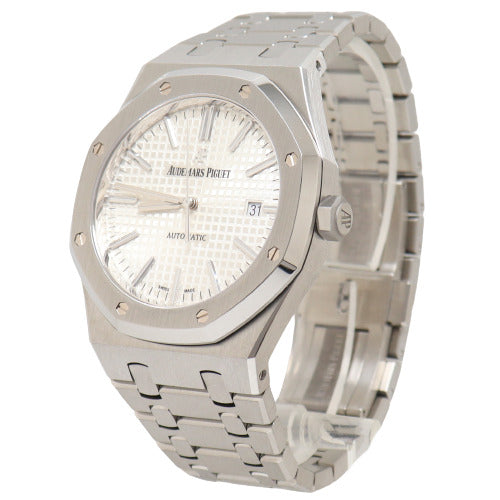 Audemars Piguet Royal Oak Stainless Steel 41mm White Grande Tapisserie Dial Watch Reference# 15400ST.00.1220ST.02 - Happy Jewelers Fine Jewelry Lifetime Warranty