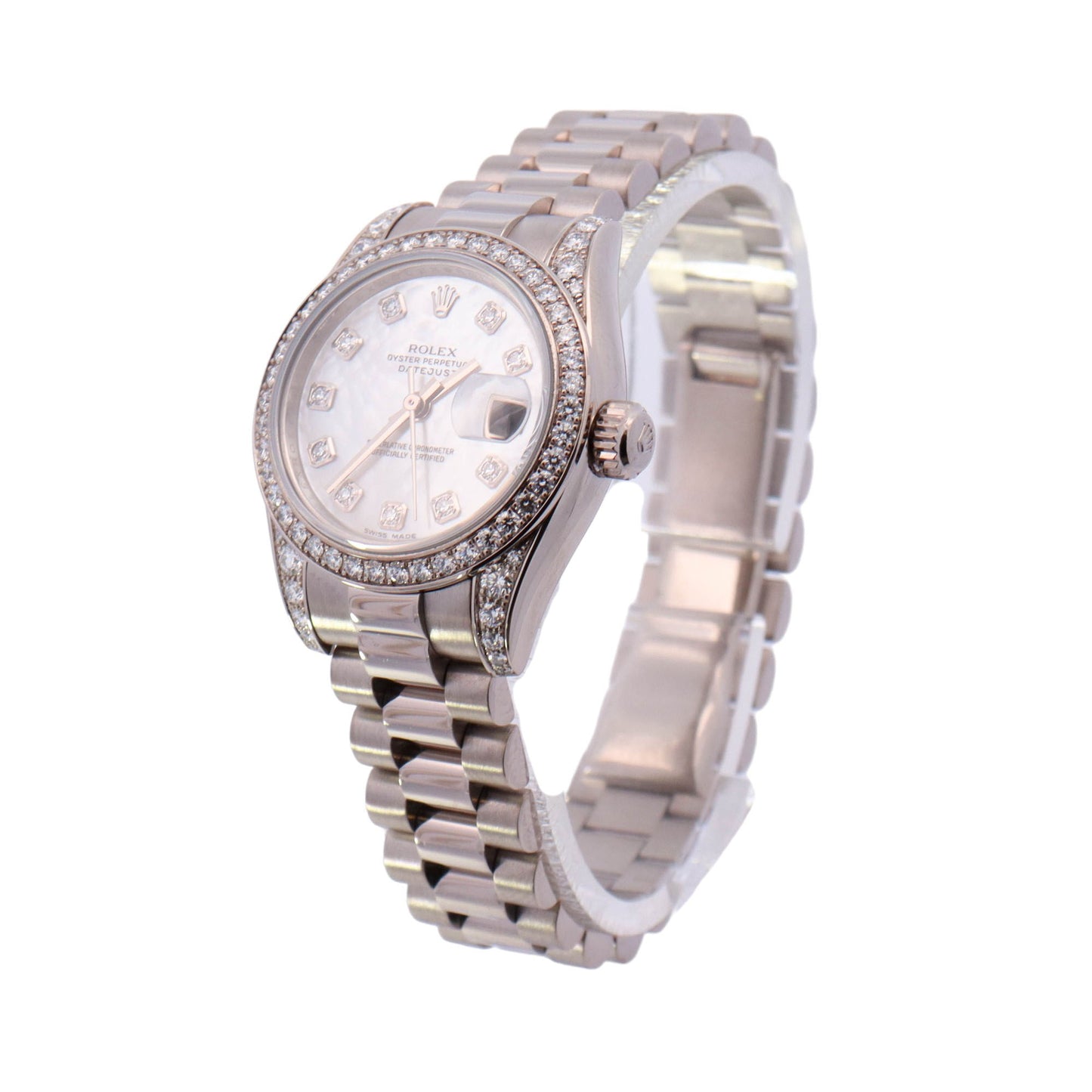 Rolex Datejust White Gold 26mm Factory White MOP Diamond Dial Watch Reference# 179159 - Happy Jewelers Fine Jewelry Lifetime Warranty