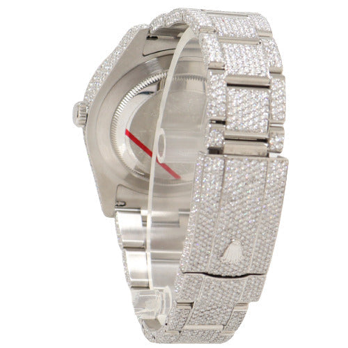 Rolex Men's Datejust Iced Out Stainless Steel 41mm Pave Roman Dial Watch Reference# 116300 - Happy Jewelers Fine Jewelry Lifetime Warranty