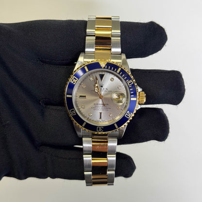 Rolex Submariner 40mm Silver Dial Watch Ref# 16613 - Happy Jewelers Fine Jewelry Lifetime Warranty