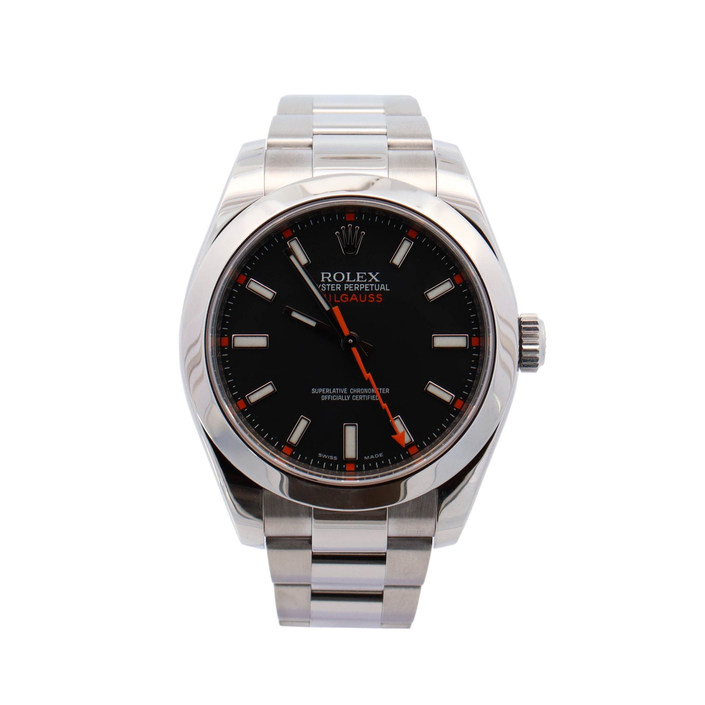 Rolex Milgauss Stainless Steel 40mm Black Stick Dial Watch Reference# 116400 - Happy Jewelers Fine Jewelry Lifetime Warranty