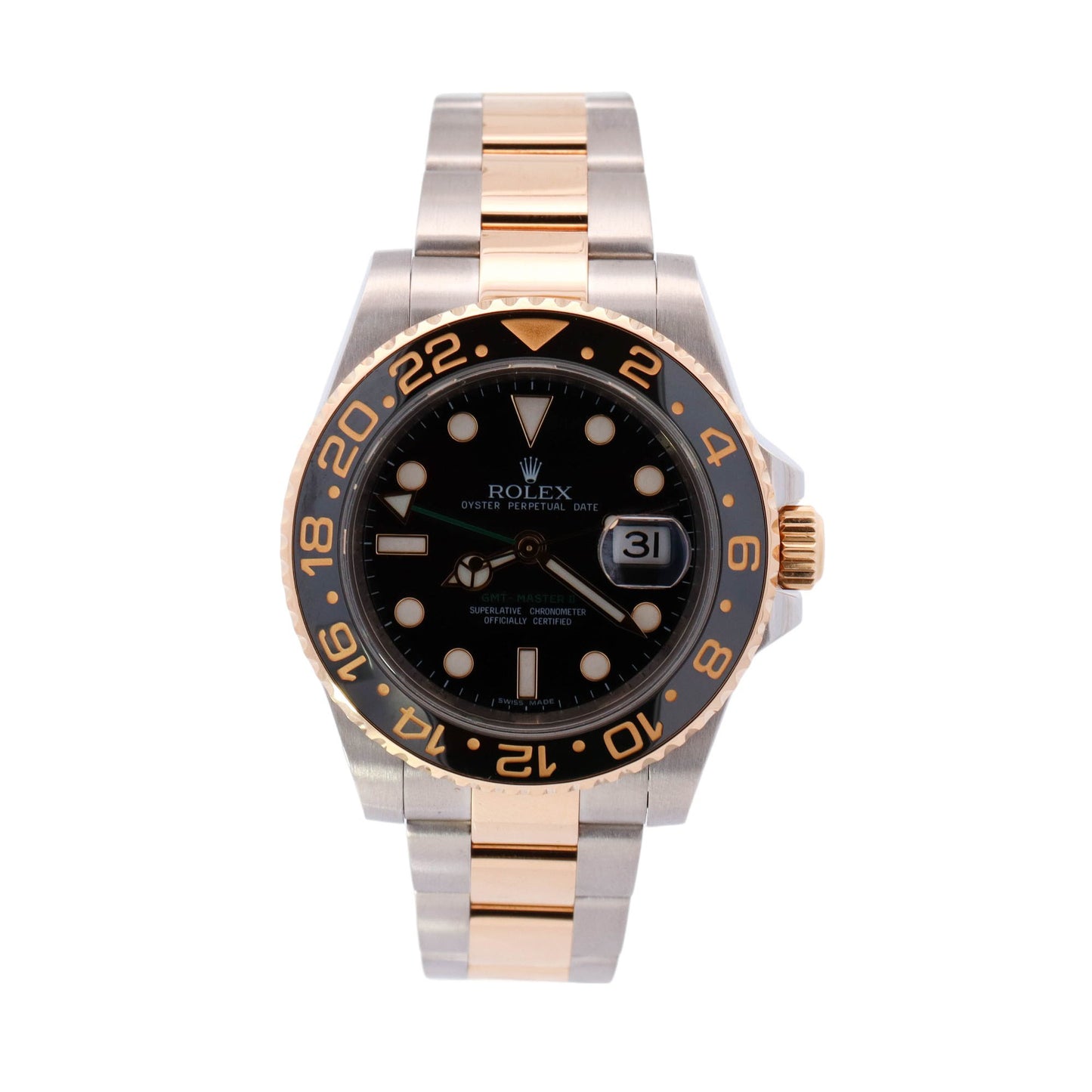 Rolex GMT Master II Two Tone Stainless Steel and Yellow Gold 40mm Black Dot Dial Watch  Reference# 116713LN - Happy Jewelers Fine Jewelry Lifetime Warranty