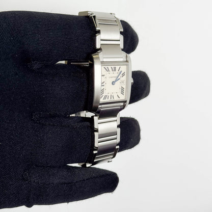 Cartier Tank Stainless Steel 25mm White/Ivory Dial Watch Ref# W51011Q3 - Happy Jewelers Fine Jewelry Lifetime Warranty