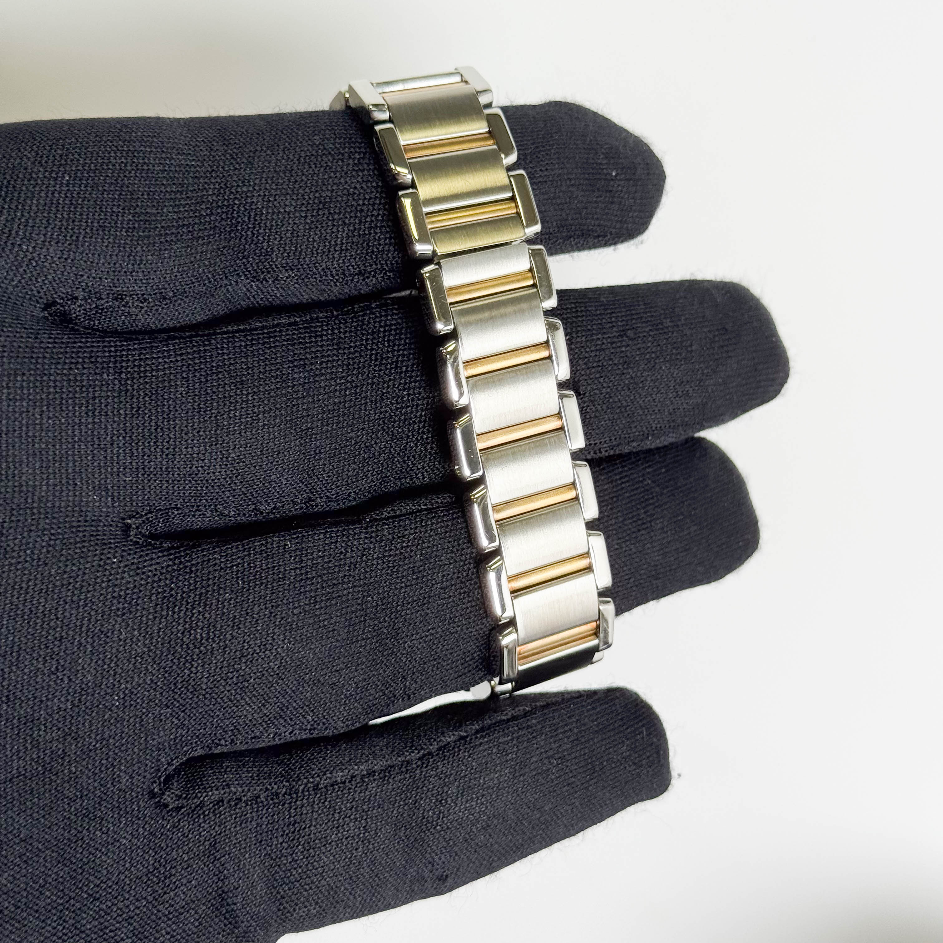 Cartier Tank Two-Tone Yellow Gold & Steel 25x20mm White Dial Watch Ref# W51007Q4 - Happy Jewelers Fine Jewelry Lifetime Warranty