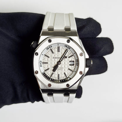 Audemars Piguet Royal Oak Offhsore Diver 42mm White Dial Watch Ref# 15710ST.OO.A010CA.01 - Happy Jewelers Fine Jewelry Lifetime Warranty