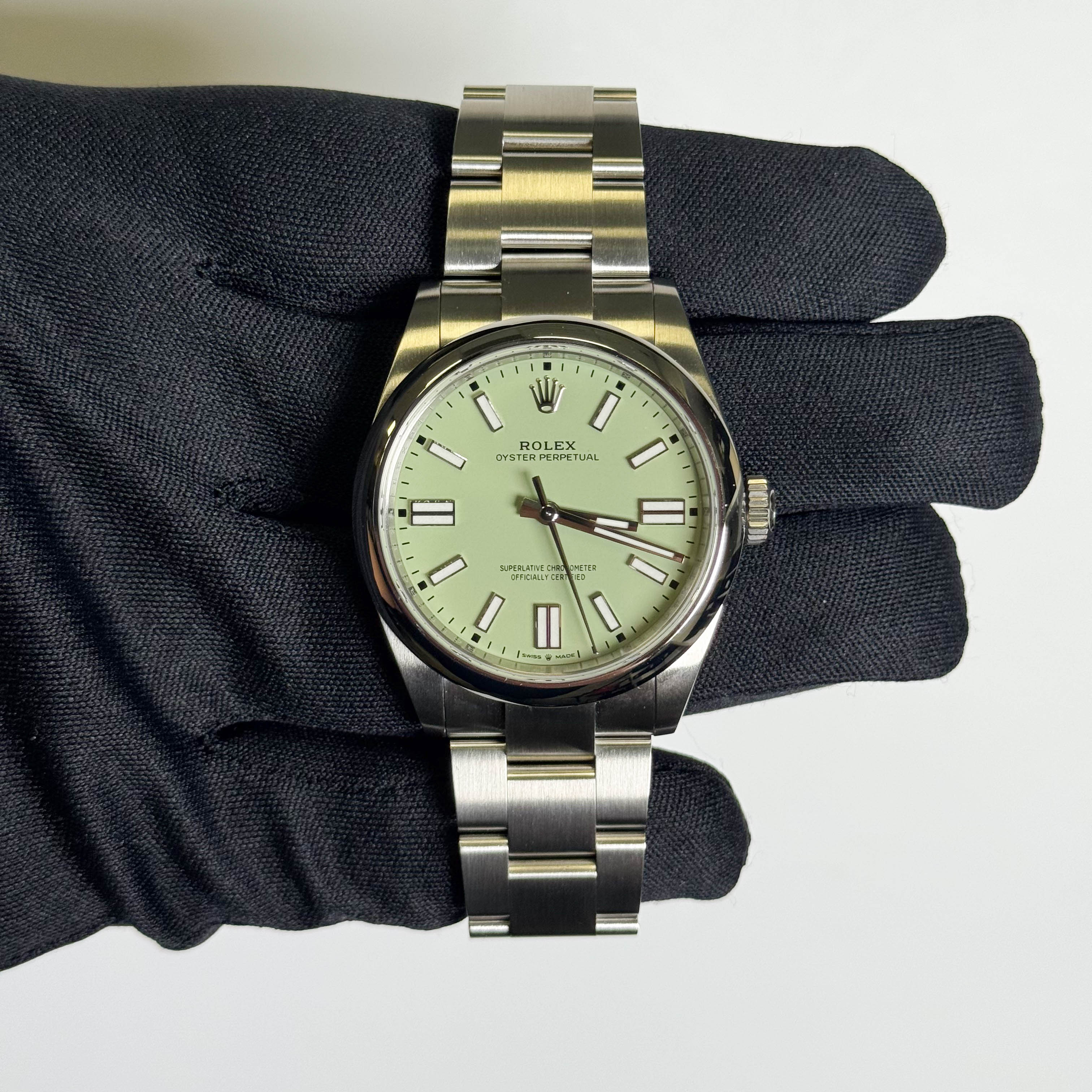 Rolex Oyster Perpetual 41mm Pistachio Dial Watch Ref# 134300 - Happy Jewelers Fine Jewelry Lifetime Warranty