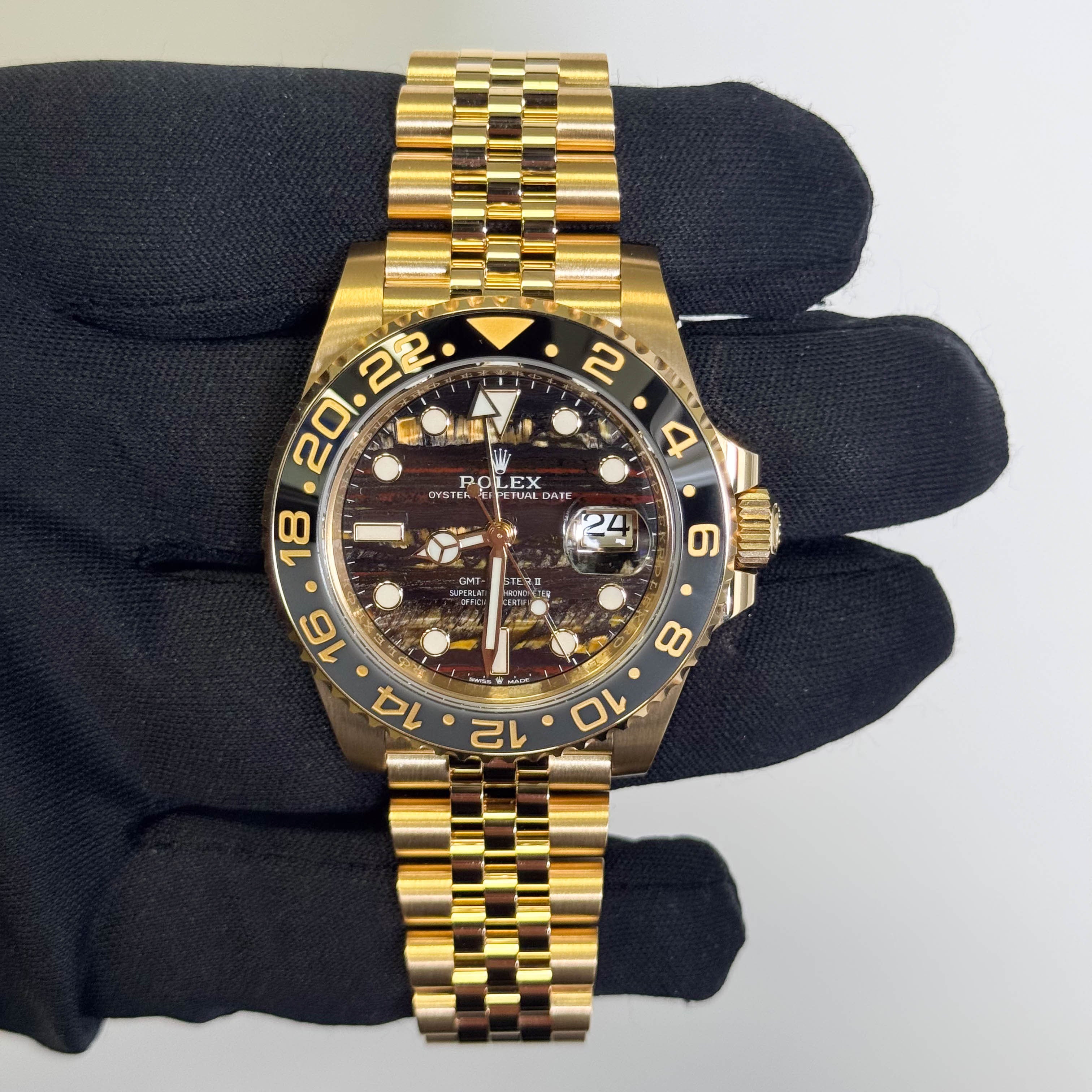Rolex GMT-Master II 40mm Tiger Iron Dial Watch Ref# 126718GRNR - Happy Jewelers Fine Jewelry Lifetime Warranty