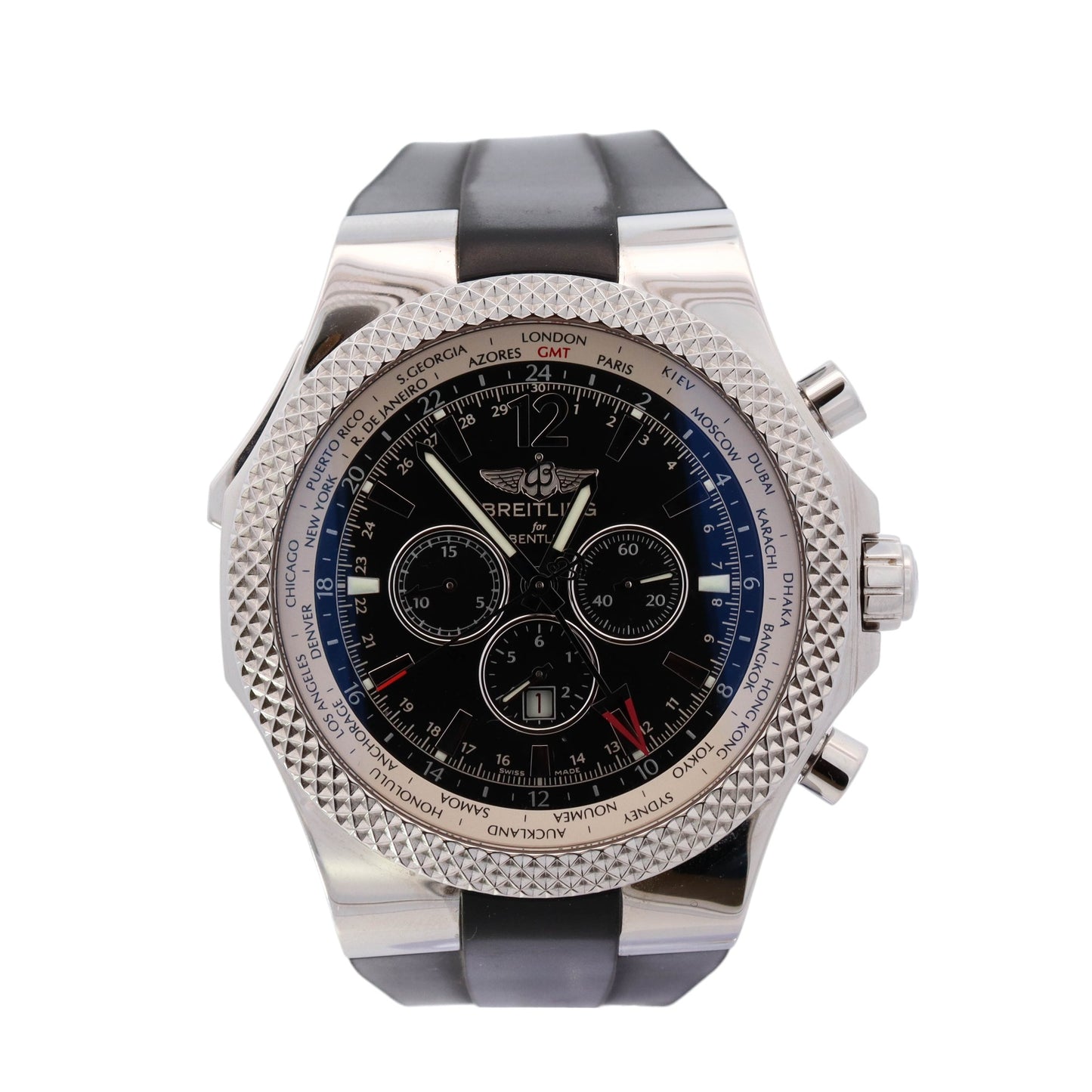 Breitling Bentley GMT Stainless Steel 49mm Black Chronograph Dial Watch Reference# A47362 - Happy Jewelers Fine Jewelry Lifetime Warranty