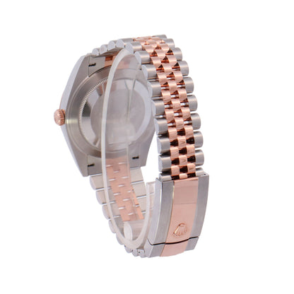 Rolex Datejust Two-Tone Stainless Steel & Rose Gold 41mm Rhodium Motif Stick Dial Watch Reference# 126331 - Happy Jewelers Fine Jewelry Lifetime Warranty