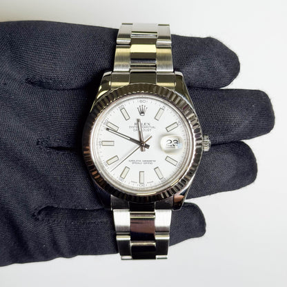 Rolex Datejust 41mm White Dial Watch Ref# 116334 - Happy Jewelers Fine Jewelry Lifetime Warranty