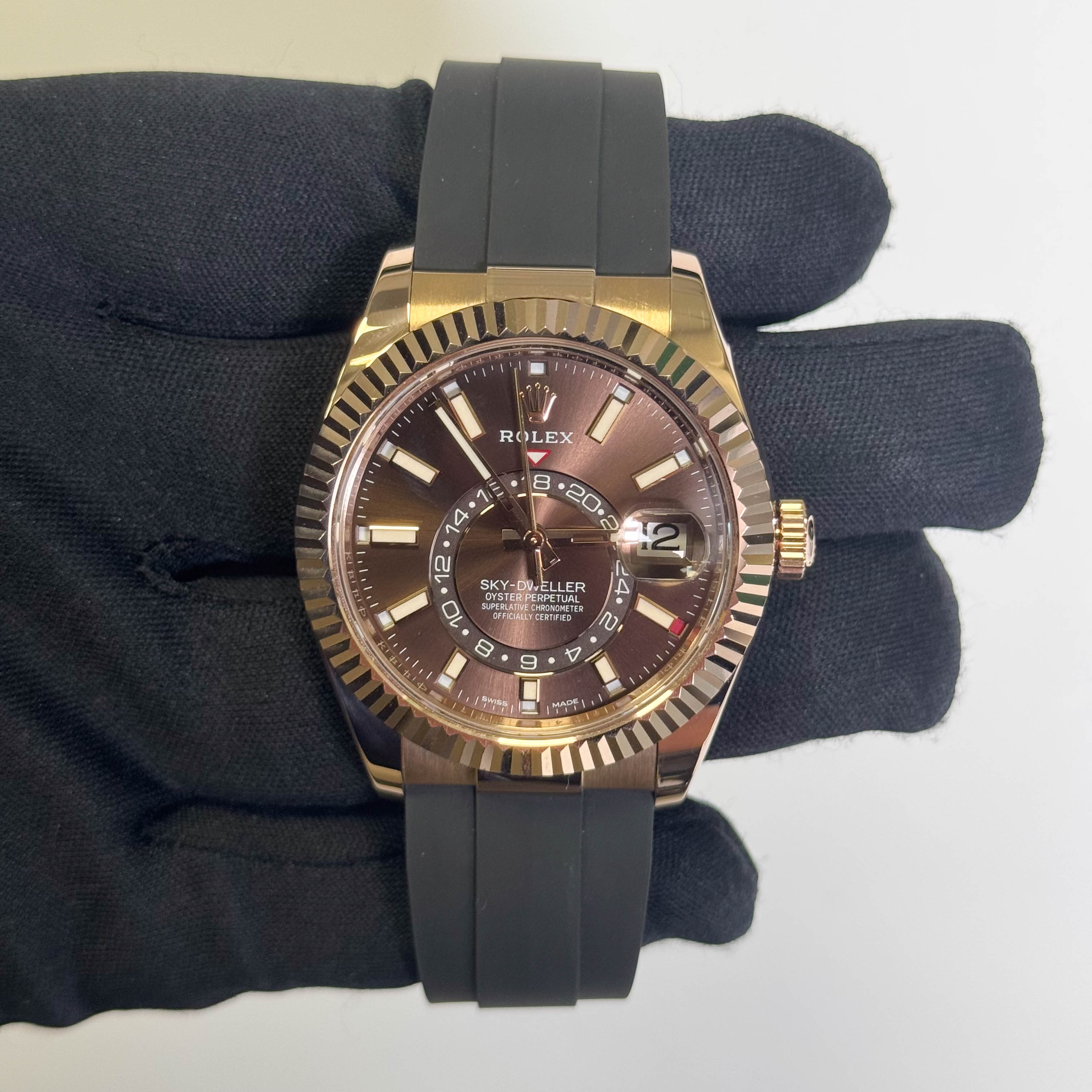 Rolex Sky-Dweller 42mm Chocolate Dial Watch Ref# 326235 – Happy