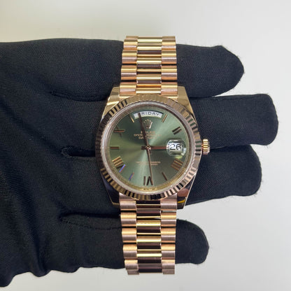 Rolex Day-Date 40mm Olive Dial Watch Ref# 228235