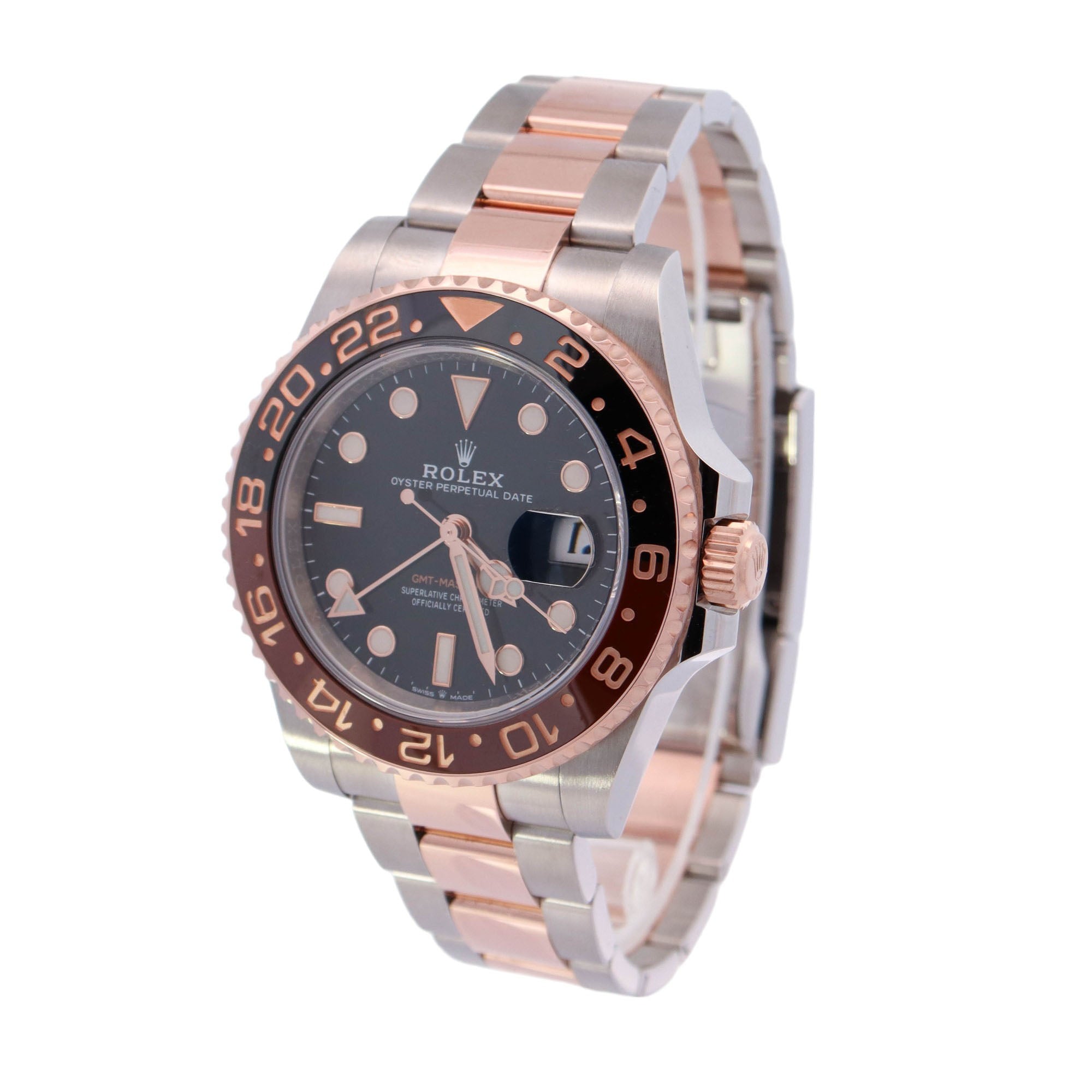 Rolex GMT Master II TT Stainless Steel & Rose Gold 40mm Black Dot Dial Watch Reference #: 126711CHNR - Happy Jewelers Fine Jewelry Lifetime Warranty