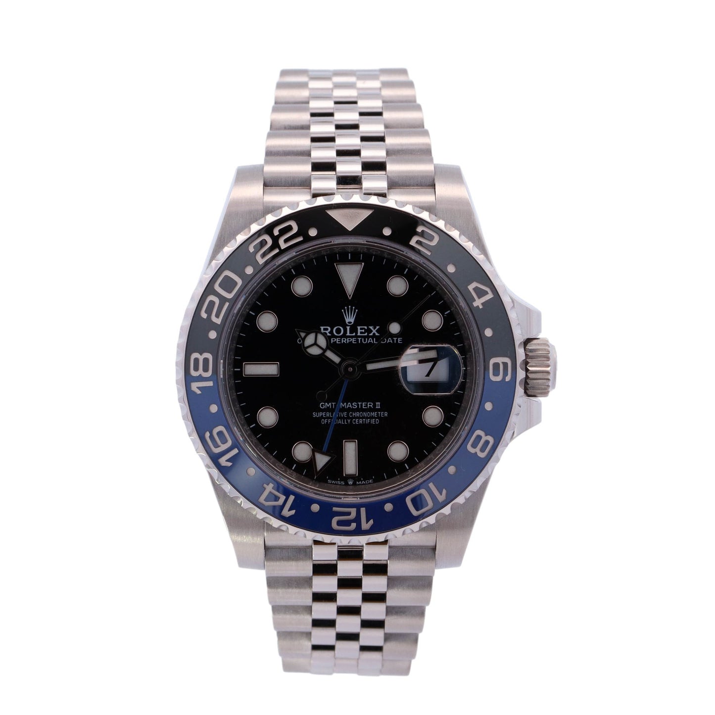 Rolex GMT Master II "Batgirl" Stainless Steel 40mm Black Dot Dial Watch Reference #: 126710BLNR