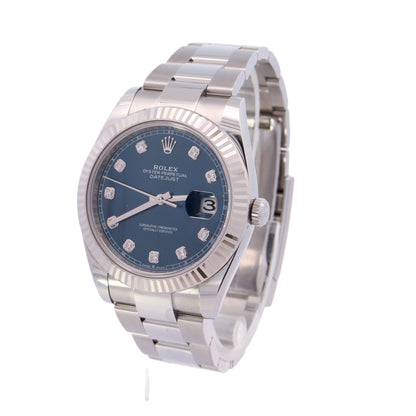 Rolex Datejust Stainless Steel 41mm Blue Diamond Dot Dial Watch Reference# 126334 - Happy Jewelers Fine Jewelry Lifetime Warranty