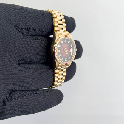 Rolex Datejust Yellow Gold 26mm Amber Vignette Diamond Dial Ref# 69068