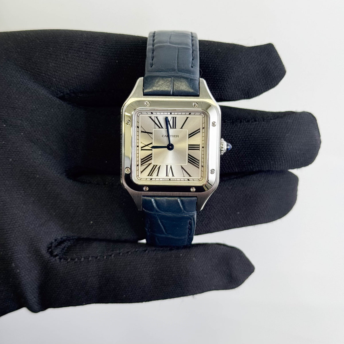 Cartier Santos Dumont Small 27mm Silver Roman Dial Watch Ref# WSSA0023