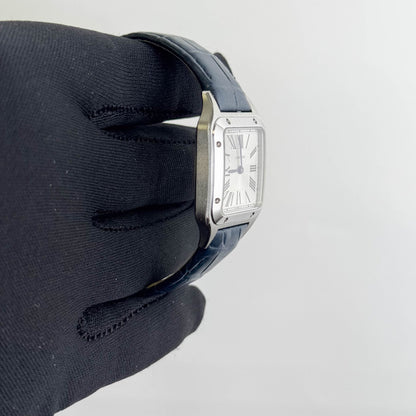 Cartier Santos Dumont Small 27mm Silver Roman Dial Watch Ref# WSSA0023