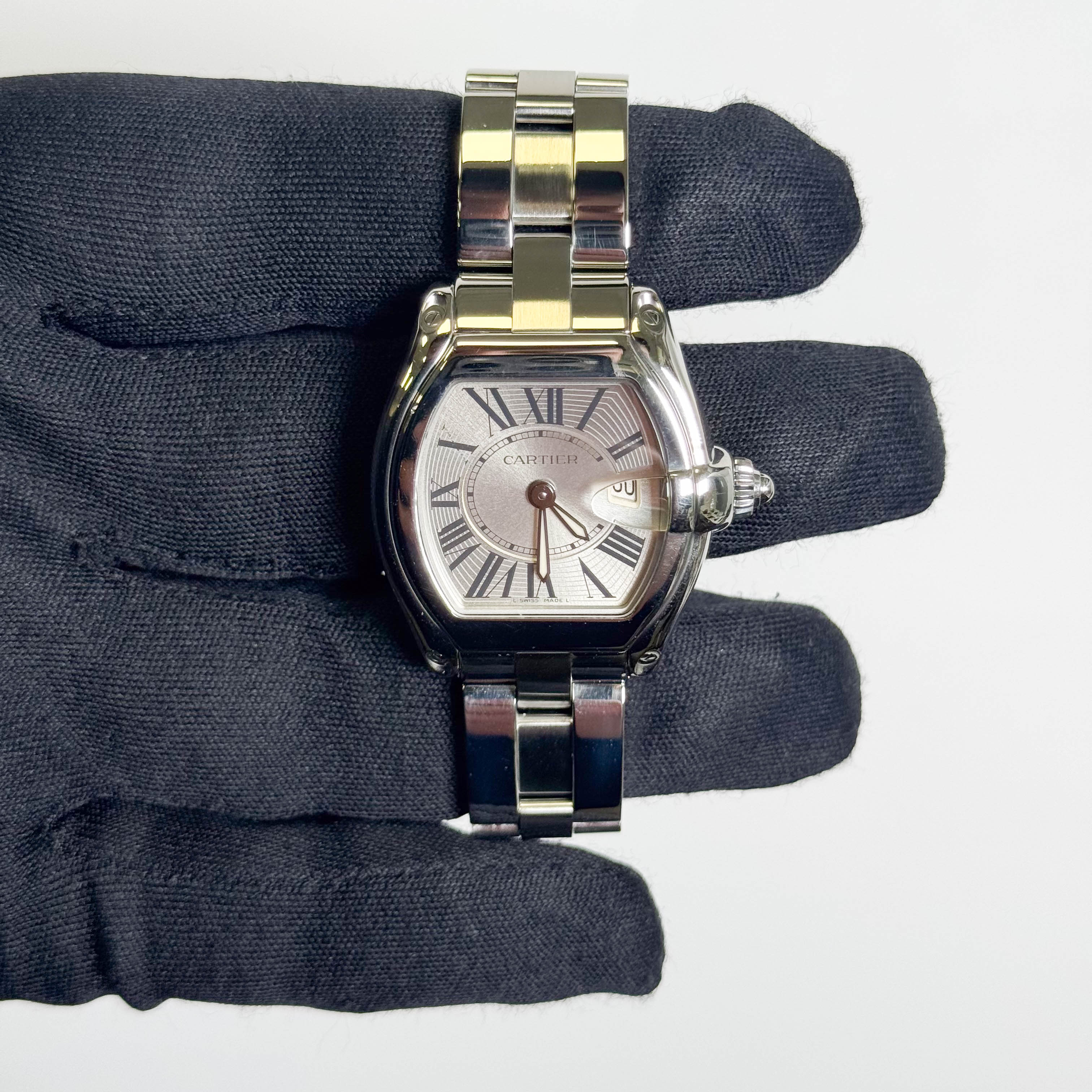 Cartier Roadster Stainless Steel 31mm Silver Dial Watch Ref# W62016V3 - Happy Jewelers Fine Jewelry Lifetime Warranty