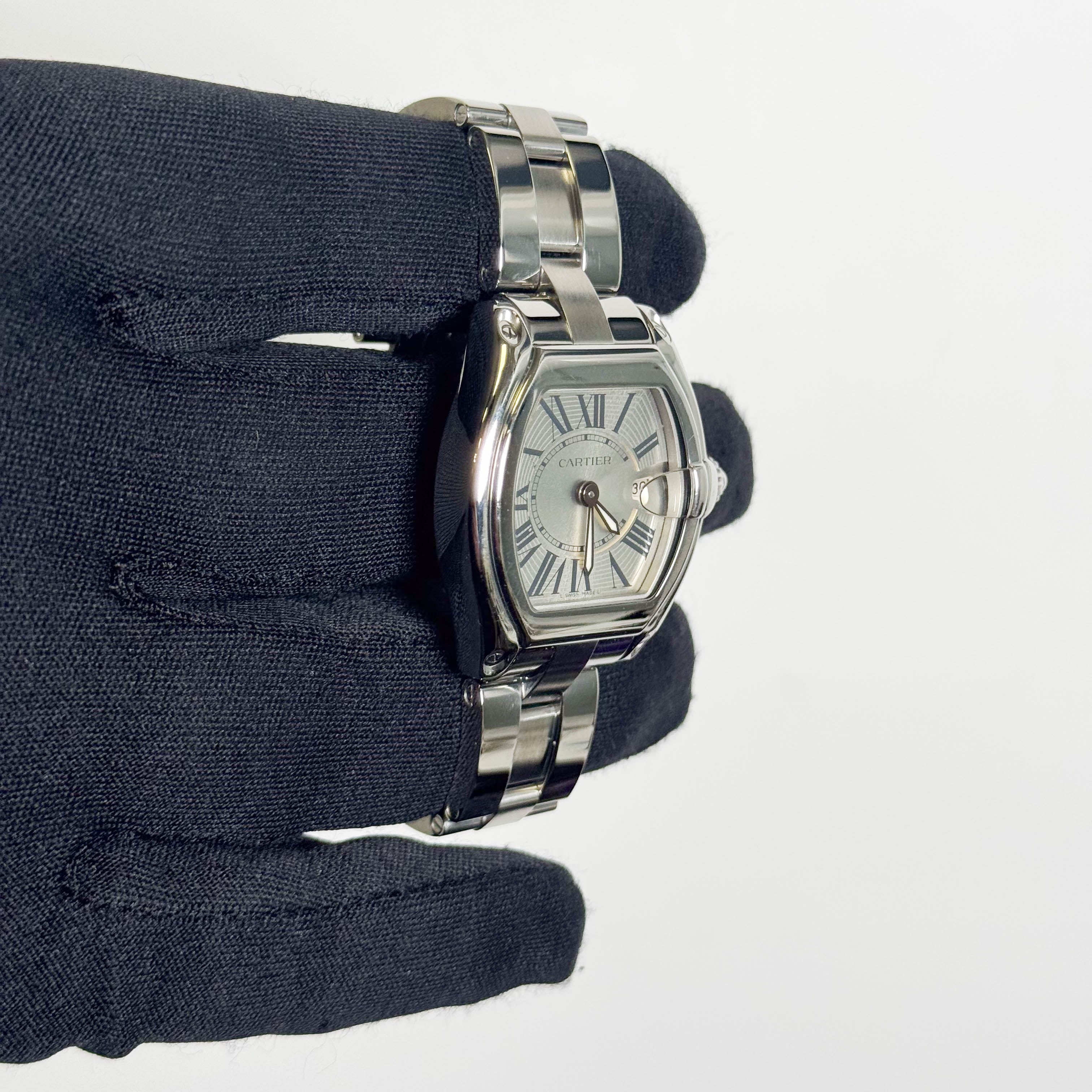 Cartier Roadster Stainless Steel 31mm Silver Dial Watch Ref# W62016V3 - Happy Jewelers Fine Jewelry Lifetime Warranty