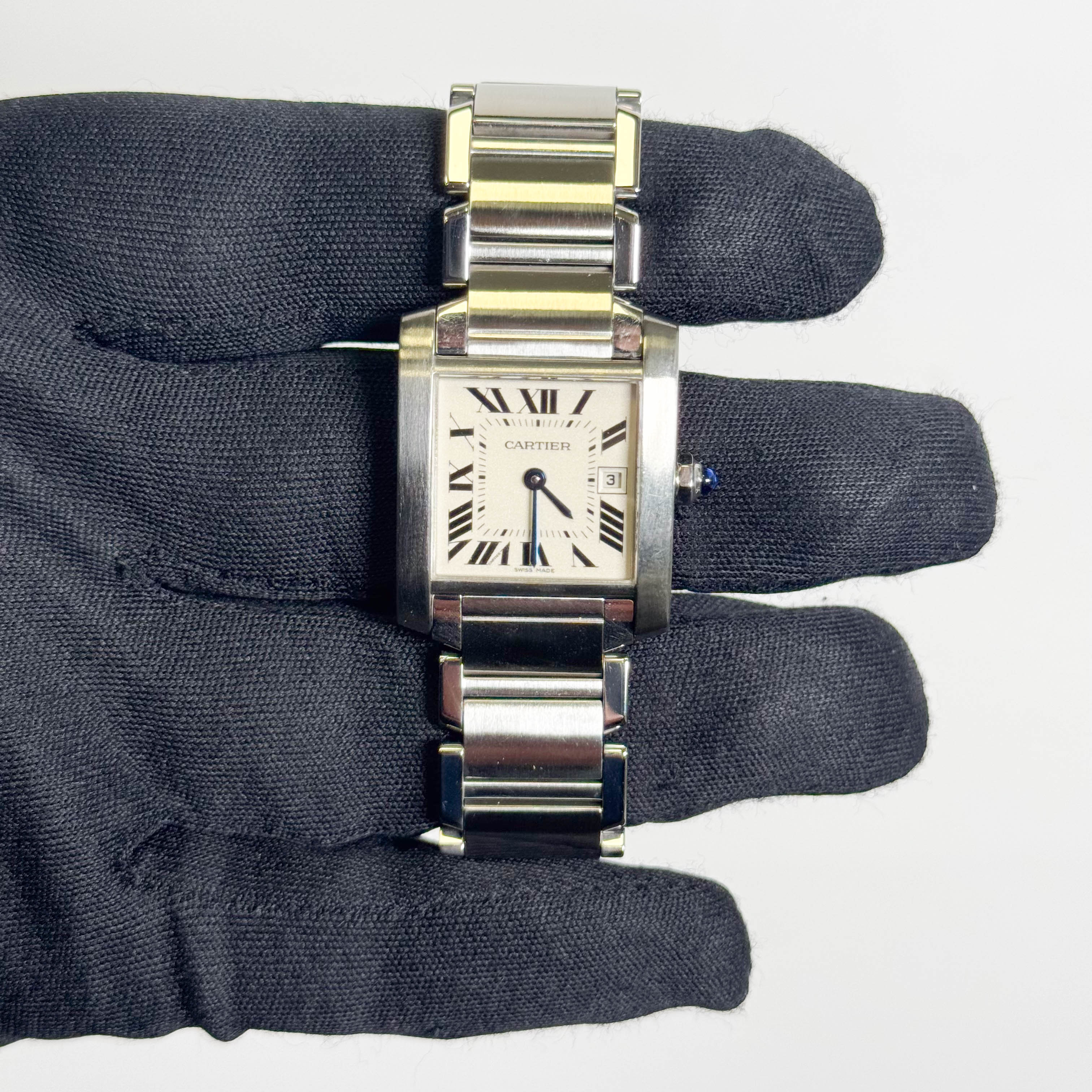 Cartier Tank Stainless Steel 25mm White/Ivory Dial Watch Ref# W51011Q3 - Happy Jewelers Fine Jewelry Lifetime Warranty