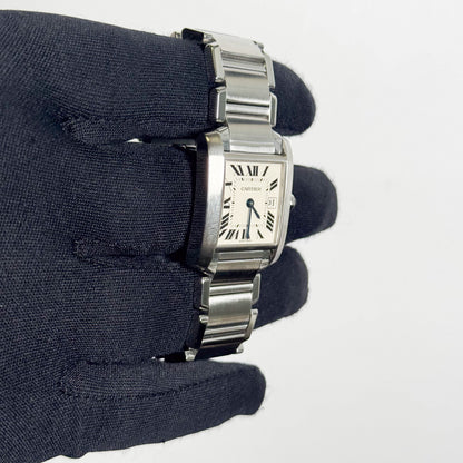 Cartier Tank Stainless Steel 25mm White/Ivory Dial Watch Ref# W51011Q3 - Happy Jewelers Fine Jewelry Lifetime Warranty