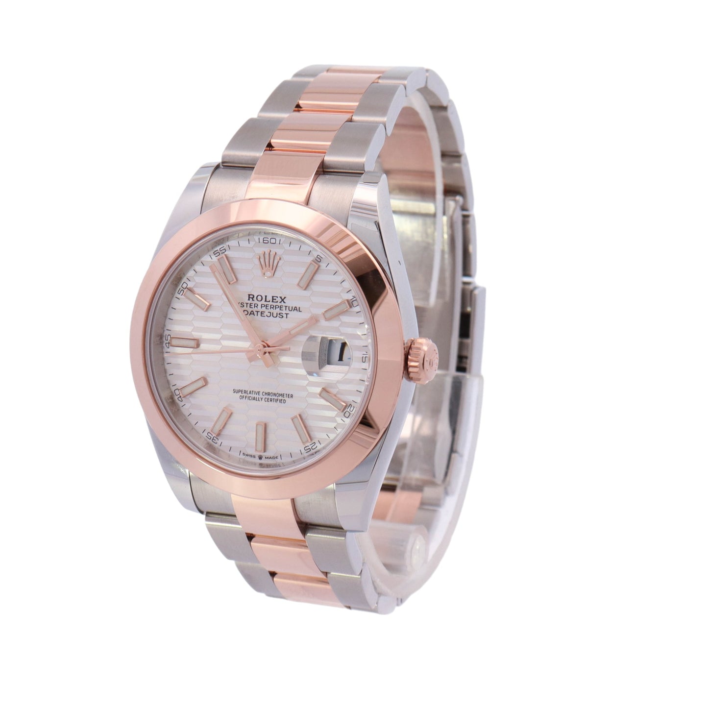 Rolex Datejust Two-Tone Stainless Steel & Rose Gold 41mm Silver Motif Dial Watch Reference# 126301 - Happy Jewelers Fine Jewelry Lifetime Warranty