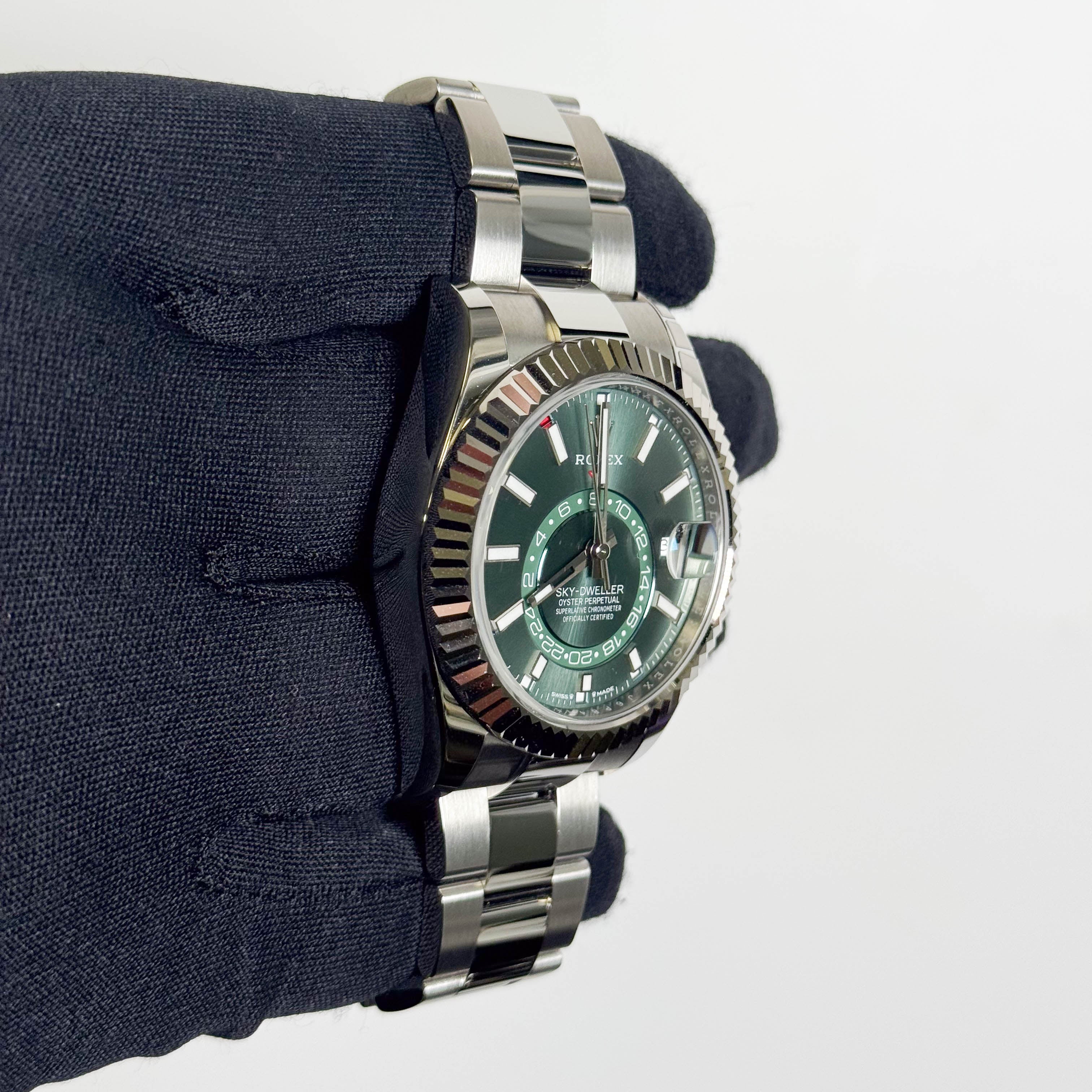Rolex Sky-Dweller 42mm Green Dial Watch Ref # 336934 - Happy Jewelers Fine Jewelry Lifetime Warranty