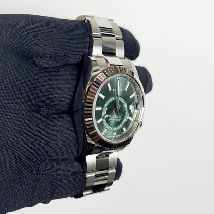 Rolex Sky-Dweller 42mm Green Dial Watch Ref # 336934 - Happy Jewelers Fine Jewelry Lifetime Warranty