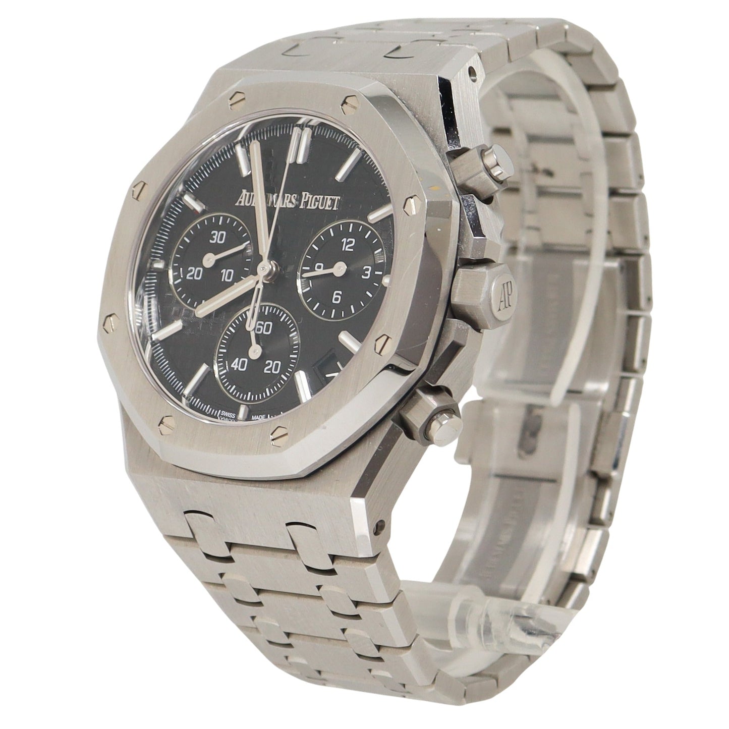 Audemars Piguet Mens Royal Oak Black Grande Tapisserie Chronograph Dial Watch Reference# 26240ST.OO.1320ST.02 - Happy Jewelers Fine Jewelry Lifetime Warranty