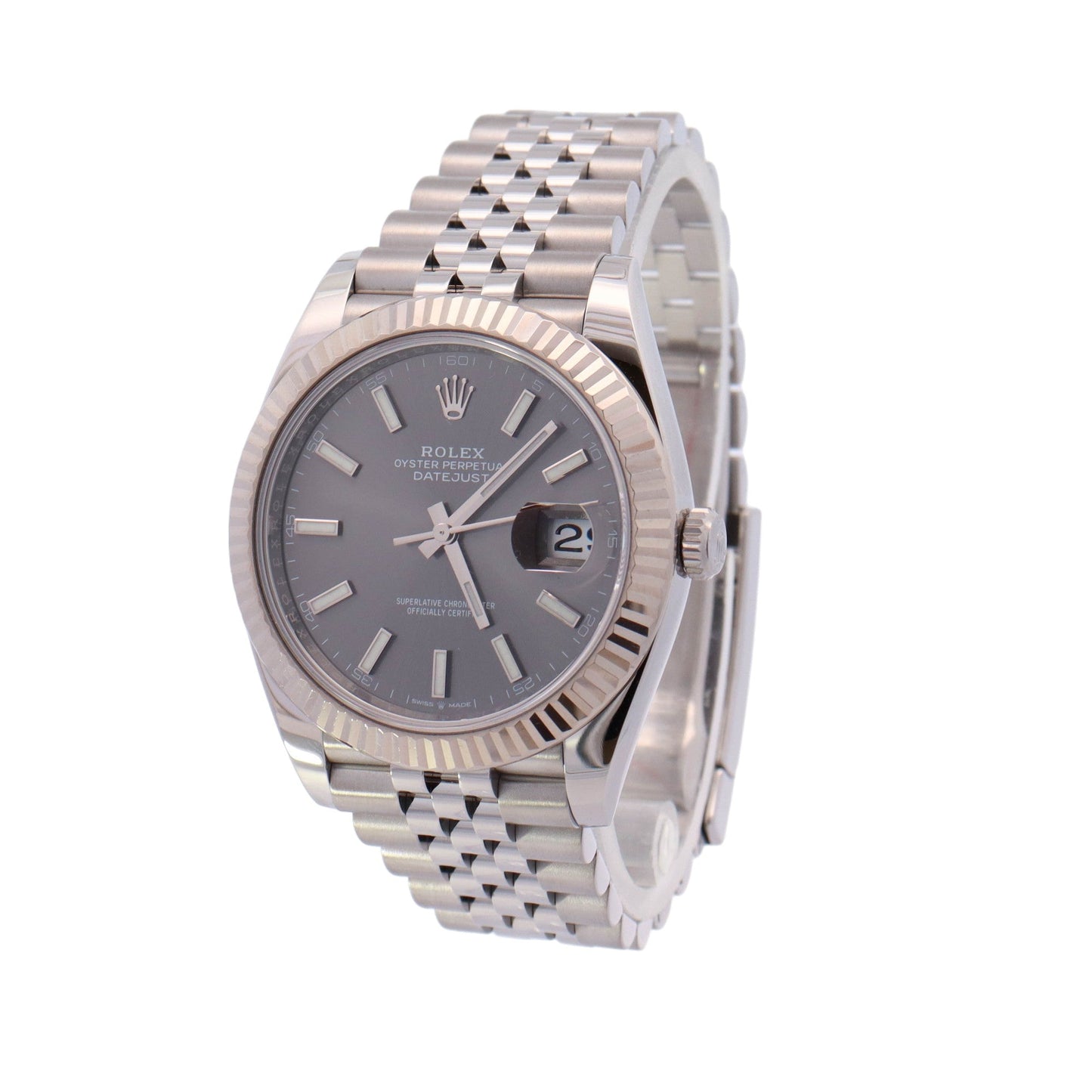 Rolex Datejust Stainless Steel 41mm Rhodium Stick Dial Watch Reference# 126334 - Happy Jewelers Fine Jewelry Lifetime Warranty