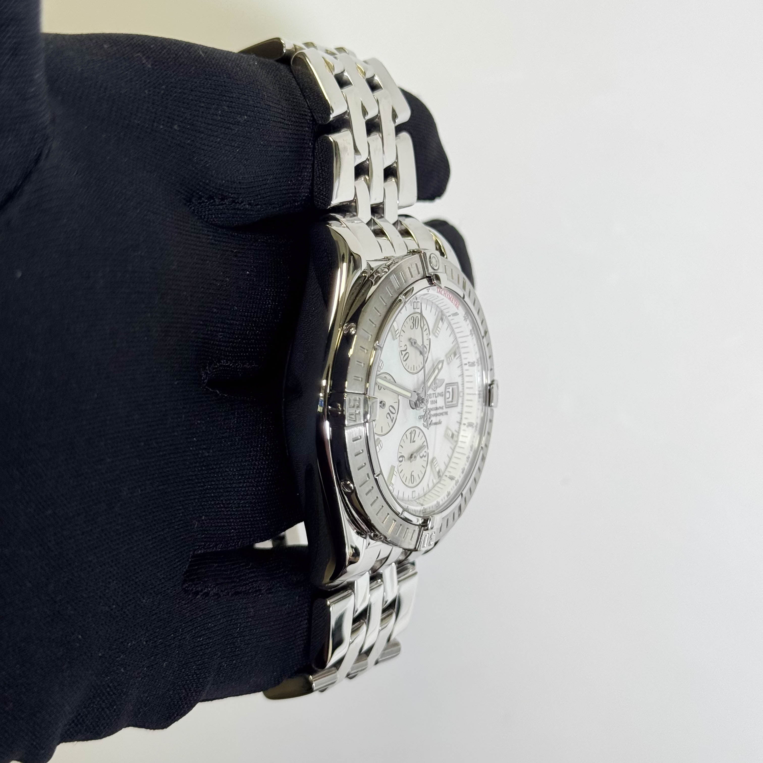 Breitling Chronomat 43mm MOP Dial Watch Ref# A13356 - Happy Jewelers Fine Jewelry Lifetime Warranty