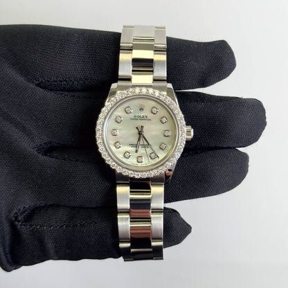 Rolex Oyster Perpetual 31mm Custom MOP Dial Watch Ref# 77080