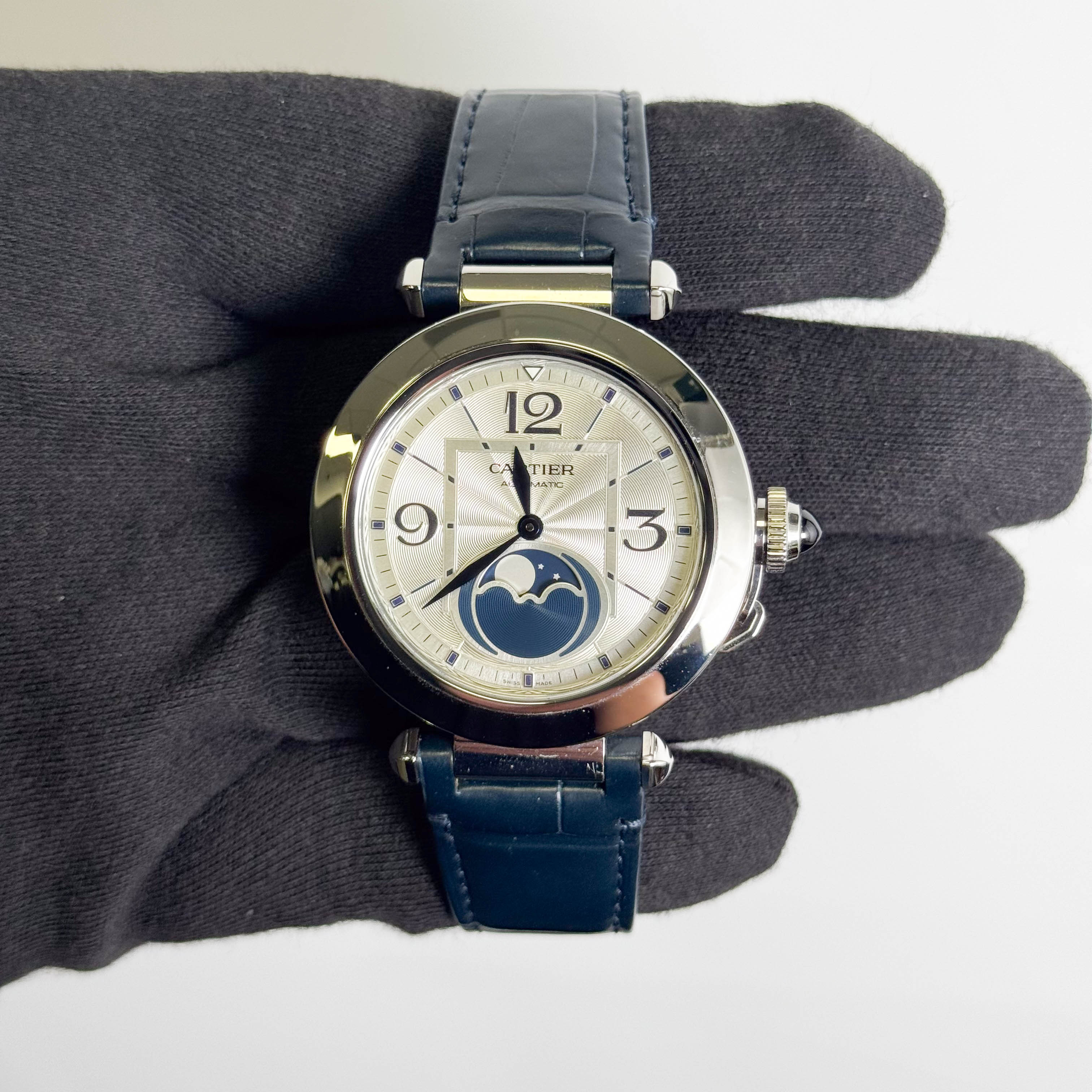 Cartier Pasha Moon Phase 41mm Silver Dial Watch Ref# WSPA0030