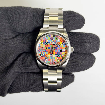 Rolex Oyster Perpetual 36mm 100th Anniversary Multicolored Jubilee Motif Dial Watch Ref# 126000