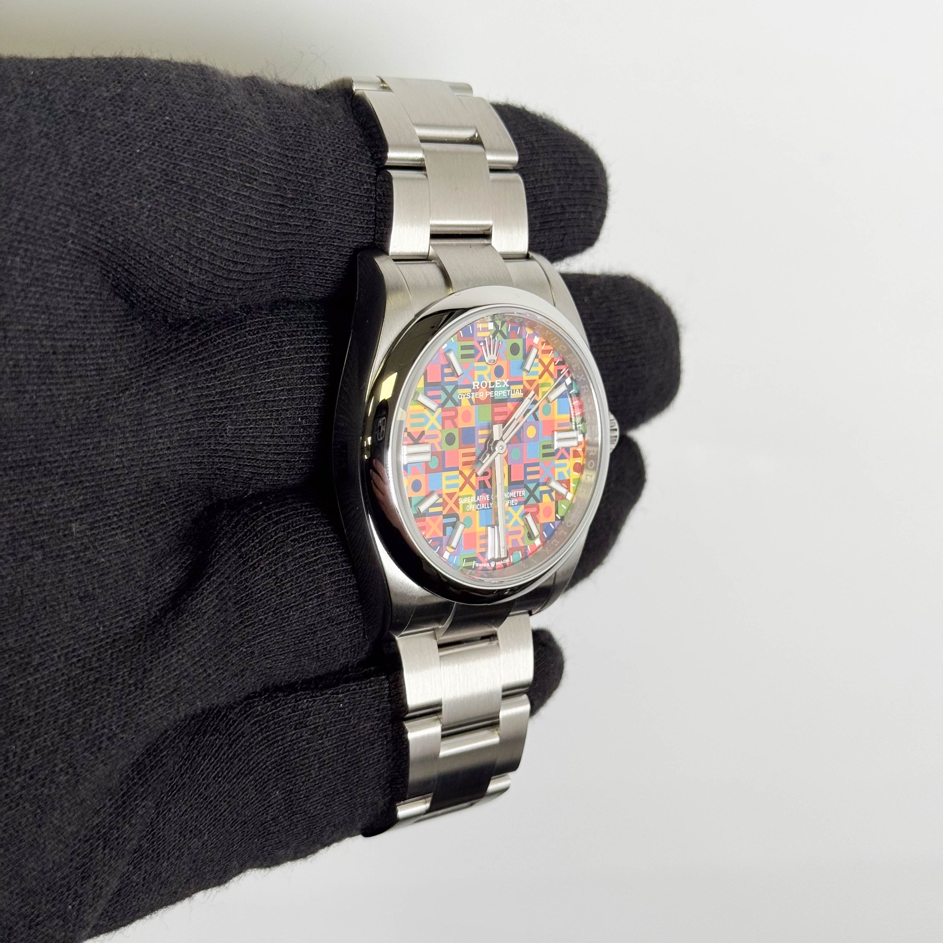 Rolex Oyster Perpetual 36mm 100th Anniversary Multicolored Jubilee Motif Dial Watch Ref# 126000
