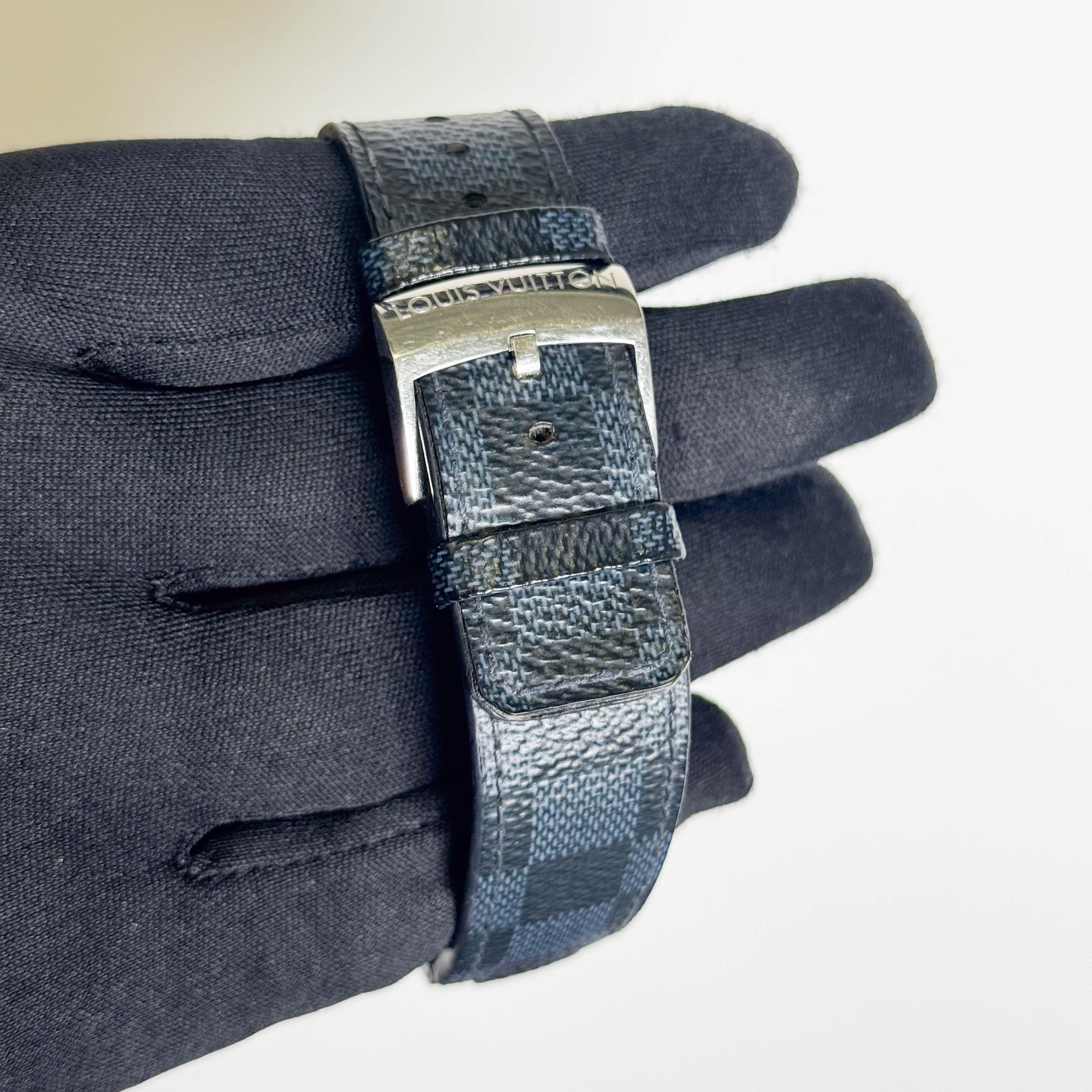 Louis Vuitton Tambour 46mm Blue/Black/White/Red Dial Watch Ref# QA076 - Happy Jewelers Fine Jewelry Lifetime Warranty