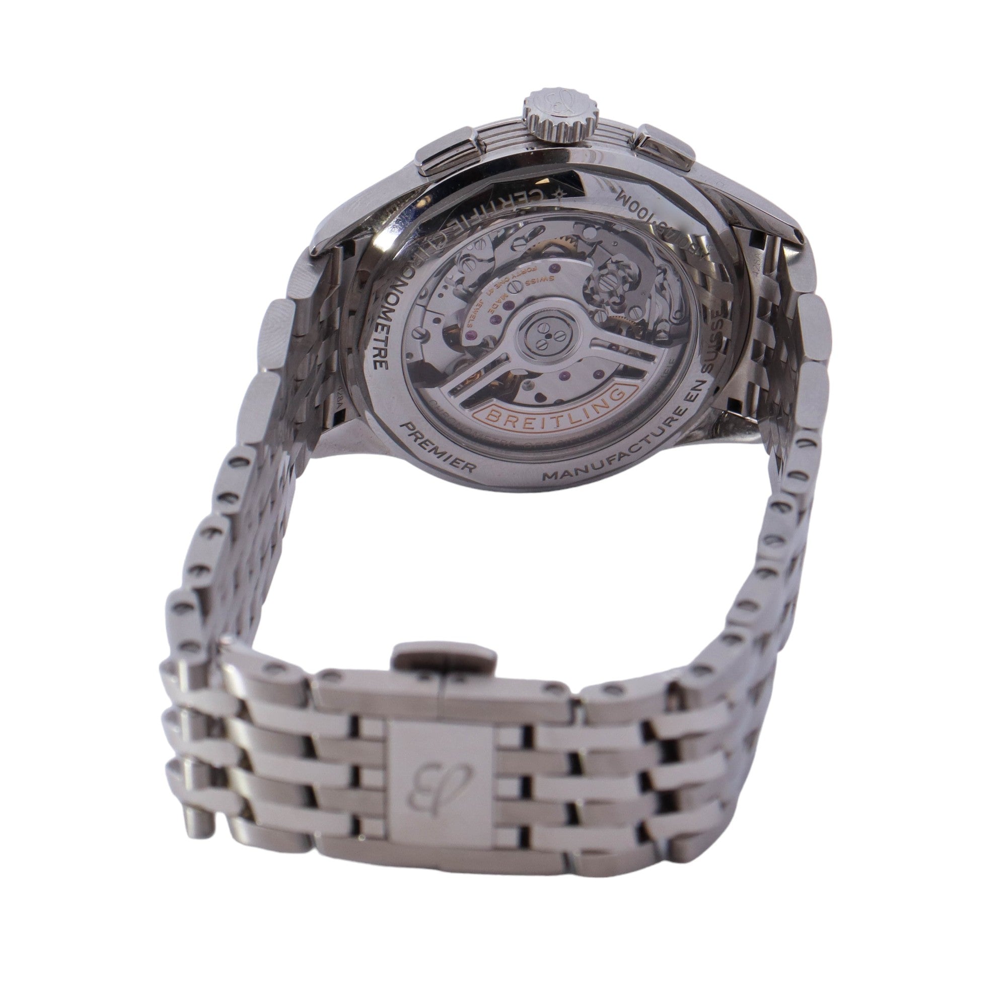 Breitling Premier Stainless Steel 42mm Blue Chronograph Dial Watch Reference# AB0145 - Happy Jewelers Fine Jewelry Lifetime Warranty