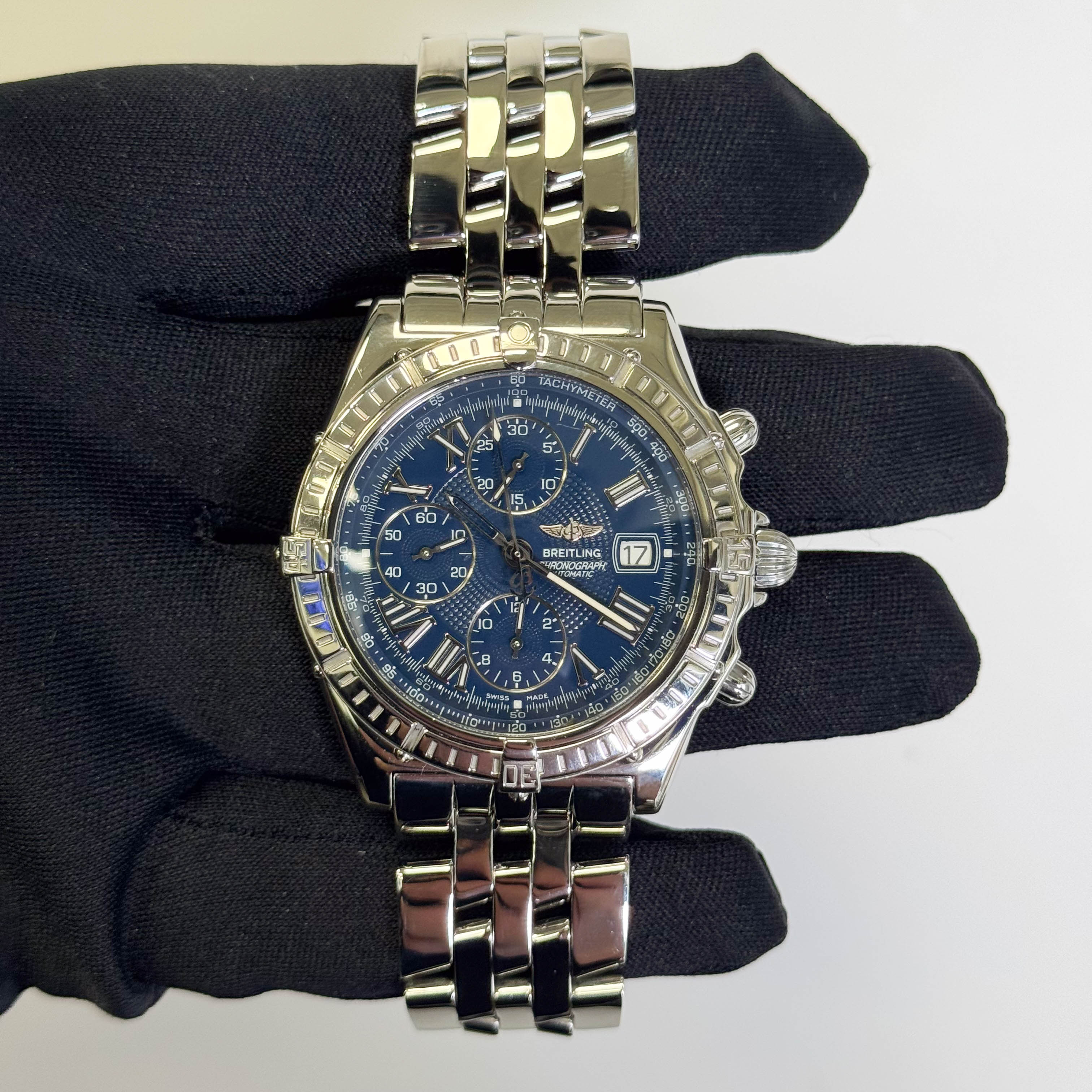 Breitling Crosswind 43mm Blue Dial Watch Ref# A13055 - Happy Jewelers Fine Jewelry Lifetime Warranty