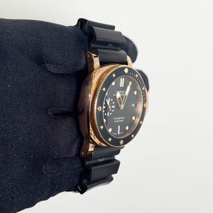 Panerai Luminor Submersible Oro Roso 42mm Black Dial Watch Ref# PAM00684 - Happy Jewelers Fine Jewelry Lifetime Warranty