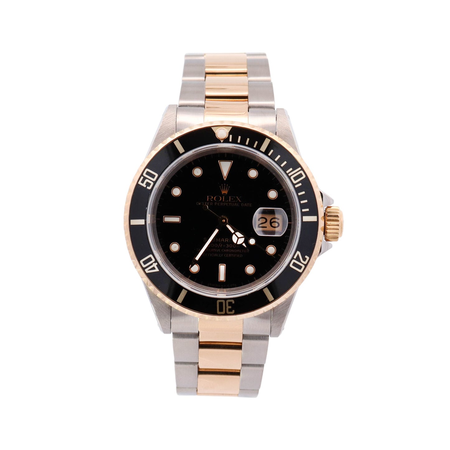 Rolex Submariner Two Tone Yellow Gold & Steel 36mm Black Dot Dial Watch Reference #: 16613LN