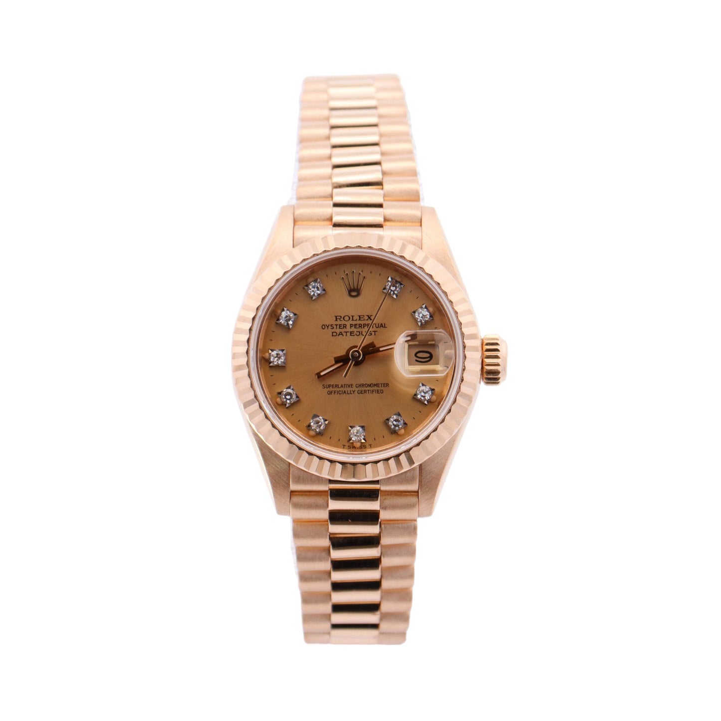 Rolex Datejust Yellow Gold 26mm Champagne Diamond Dial Watch Reference# 69178 - Happy Jewelers Fine Jewelry Lifetime Warranty