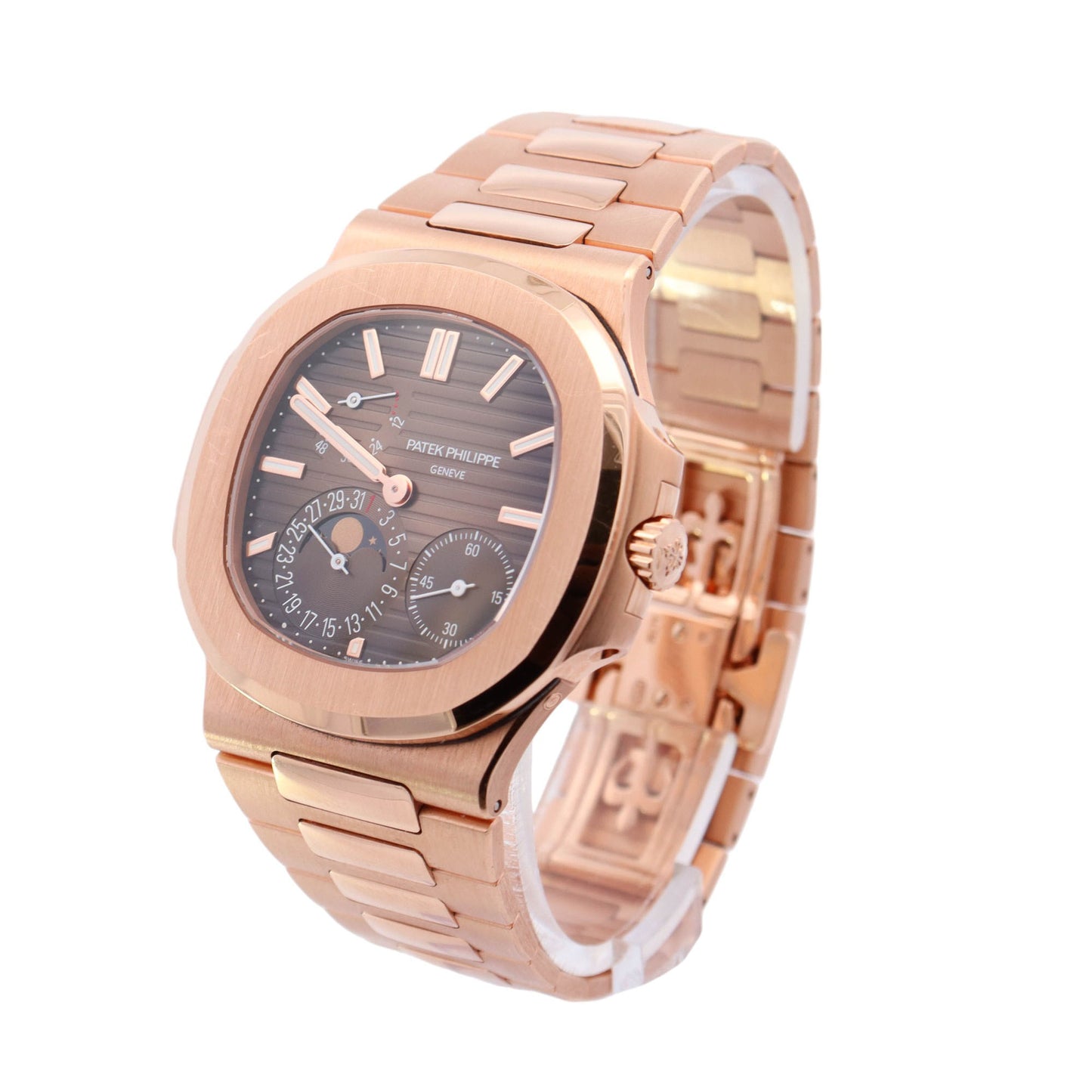Patek Philippe Nautilus Rose Gold 40mm Brown Perpetual Calendar Stick Dial Watch Reference# 5712/1R-001 - Happy Jewelers Fine Jewelry Lifetime Warranty